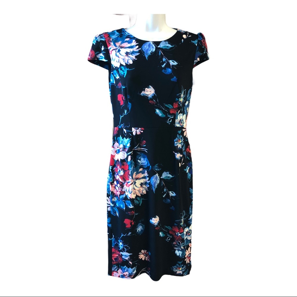 Betsey Johnson Black Floral Midi Dress